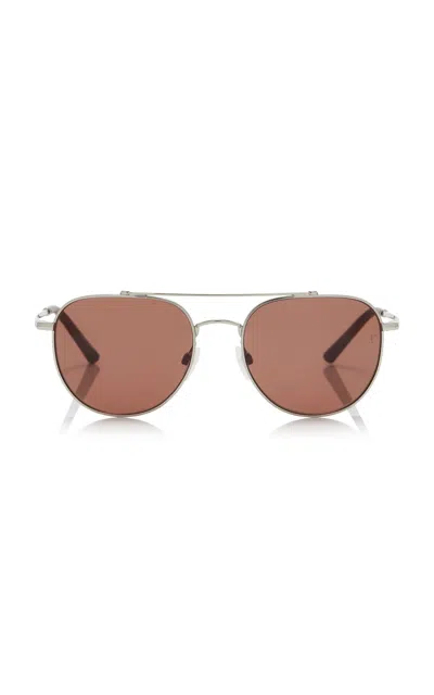 Oliver Peoples X Roger Federer R-10 Aviator-frame Metal Sunglasses In Orange