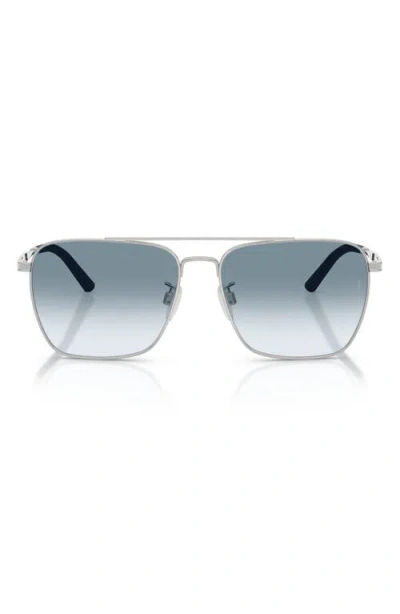 Oliver Peoples X Roger Federer R-15 56mm Polarized Square Sunglasses In Silver
