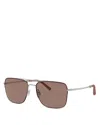 Oliver Peoples Roger Federer 56mm Semirimless Pilot Sunglasses In Silver