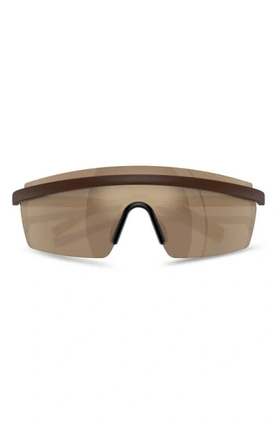 Oliver Peoples X Roger Federer R-4 138mm Rimless Shield Sunglasses In Brown/brown Mirrored Solid