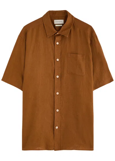Oliver Spencer Atlanta Linen Shirt In Orange