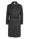 Oliver Spencer Double-breasted Belted Wool-blend Coat In Gray