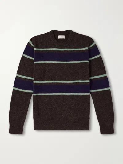 Oliver Spencer Blenheim Striped Wool-blend Sweater In Brown