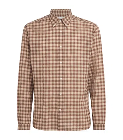 Oliver Spencer Check Brook Shirt In Brown