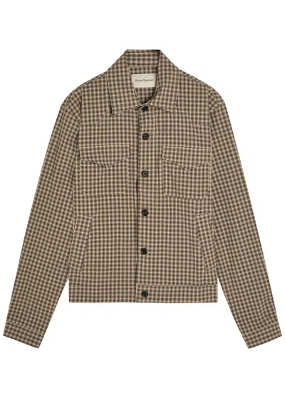 Oliver Spencer Checked Stretch-cotton Jacket In Brown