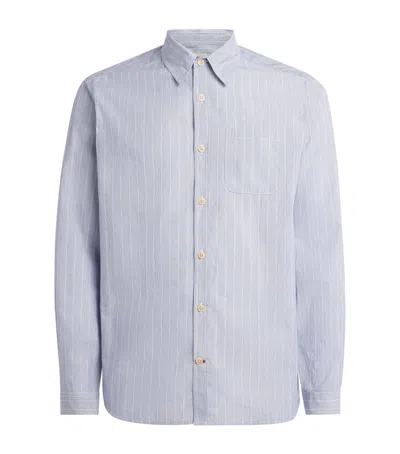 Oliver Spencer Cotton Stripe New York Special Shirt In Blue