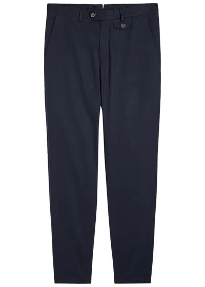 Oliver Spencer Fishtail Cotton Tapered-leg Trousers In Blue