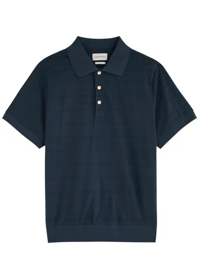Oliver Spencer Glendale Striped Cotton-blend Polo Shirt In Navy