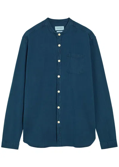 Oliver Spencer Grandad Cotton Shirt In Purple