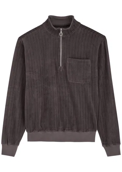 Oliver Spencer Half-zip Corduroy Sweatshirt In Purple