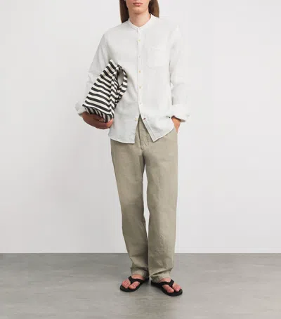 Oliver Spencer Linen Cotton-blend Grandad Shirt In White