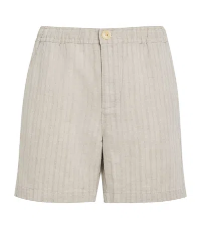 Oliver Spencer Linen Cotton-blend Stripe Shorts In White