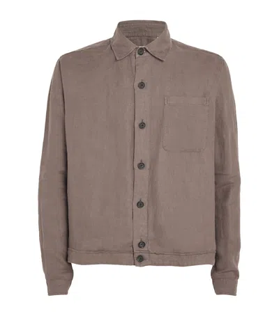 Oliver Spencer Linen Milford Shirt-jacket In Brown