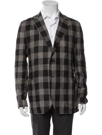 Pre-owned Oliver Spencer Linen Plaid Print Peacoat In Gray