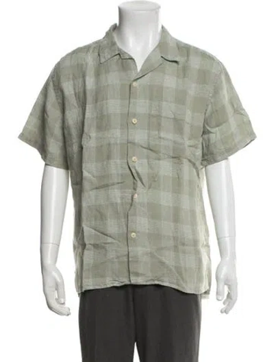 Pre-owned Oliver Spencer Linen Plaid Print Shirt In Green