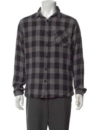 Pre-owned Oliver Spencer Linen Plaid Print Shirt In Grey