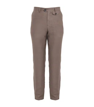 Oliver Spencer Linen Tapered Oakes Trousers In Brown