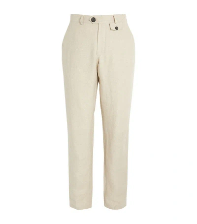 Oliver Spencer Linen Wide-leg Tailored Trousers In Beige