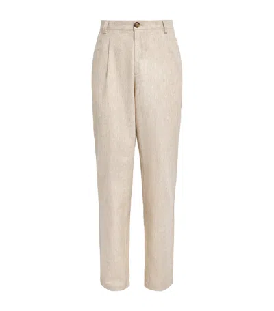 Oliver Spencer Linen-cotton Morton Pleated Trousers In Neutral