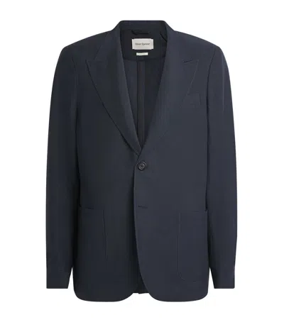 Oliver Spencer Linen-wool-cotton Finsbury Blazer In Blue