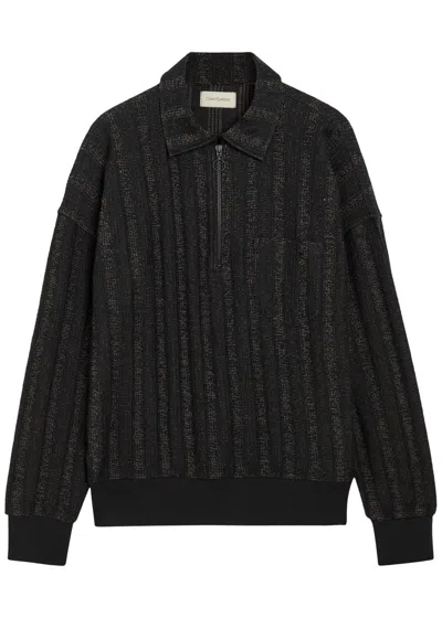 Oliver Spencer Lorimer Two-toned Cotton-blend Polo Jumper In Black