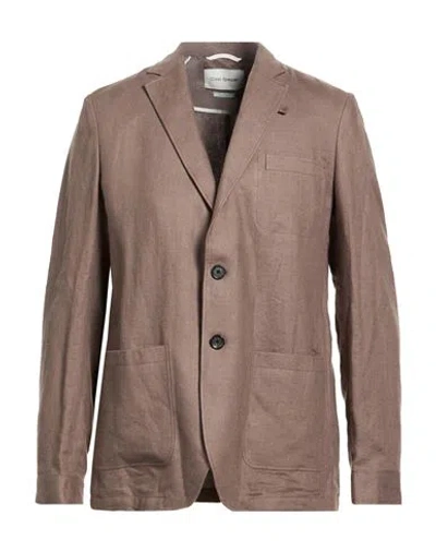 Oliver Spencer Man Blazer Khaki Size 44 Linen In Brown