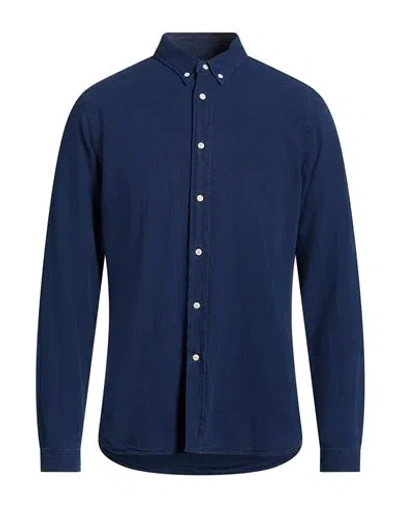 Oliver Spencer Man Shirt Navy Size 16 ½ Cotton In Blue