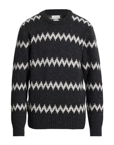 Oliver Spencer Man Sweater Charcoal Size Xl Recycled Wool, Wool, Recycled Polyamide, Viscose In Blue