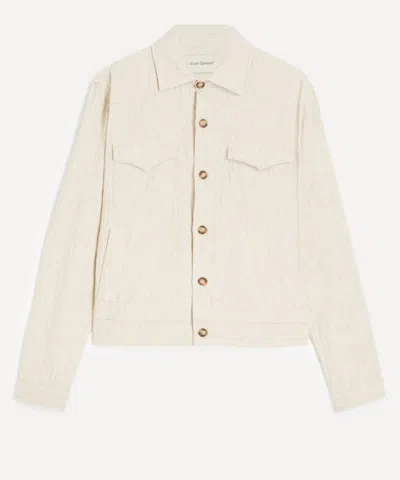 Oliver Spencer Witley Striped Cotton And Linen-blend Jacket In White