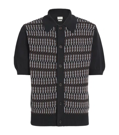 Oliver Spencer Organic Cotton Crosshatch Polo Shirt In Purple