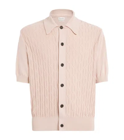 Oliver Spencer Organic Cotton Knitted Polo Shirt In Pink