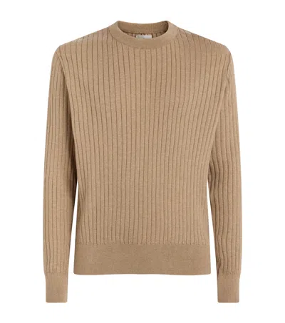 Oliver Spencer Organic Cotton Ribbed Blenheim Sweater In Brown