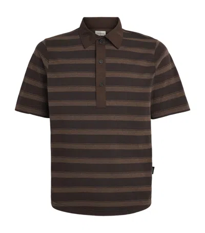 Oliver Spencer Organic Cotton Stanfield Polo Shirt In Brown