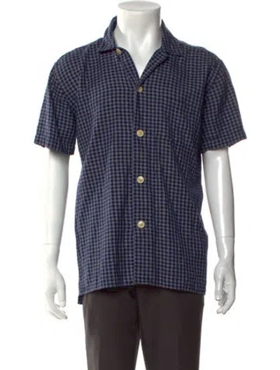 Pre-owned Oliver Spencer Plaid Print Short Sleeve Shirt In Blue