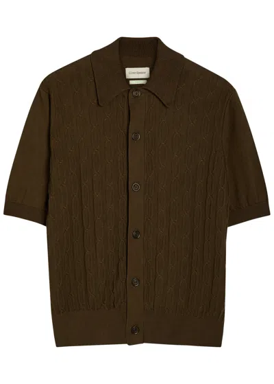 Oliver Spencer Cable-knit Short-sleeve Shirt In Brown