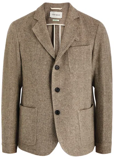 Oliver Spencer Solms Herringbone Wool Jacket In Beige