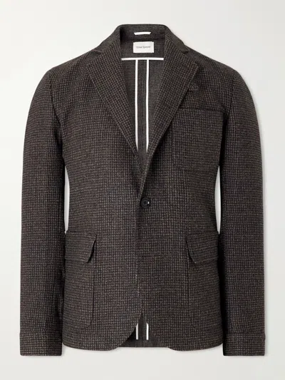 Oliver Spencer Solms Wool-blend Houndstooth Blazer In Brown