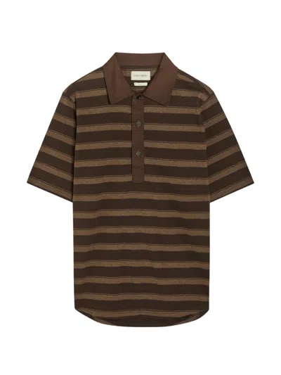 Oliver Spencer Stanfield Striped Short-sleeved Polo Shirt In Brown
