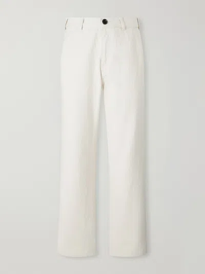 Oliver Spencer Straight-leg Organic Cotton-twill Trousers In White