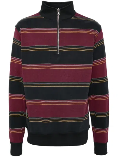Oliver Spencer Striped Half-zip Jumper In Blue