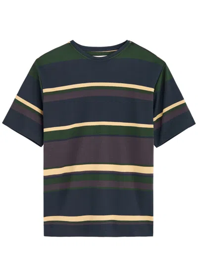 Oliver Spencer Striped-print Cotton T-shirt In Purple