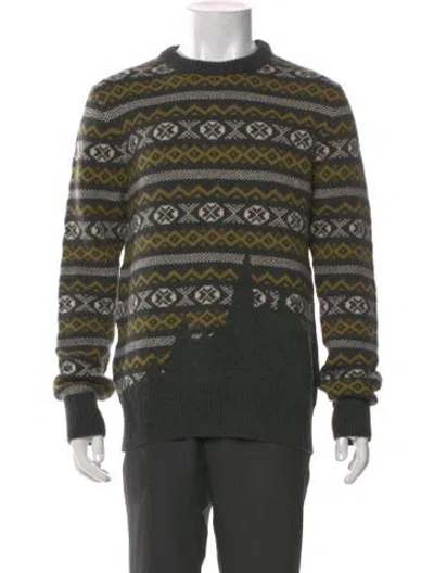 Pre-owned Oliver Spencer Virgin Wool Printed Pullover In Green