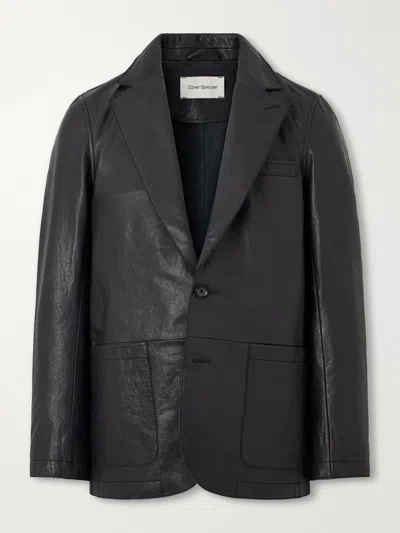 Oliver Spencer Westbury Leather Blazer In Transparent