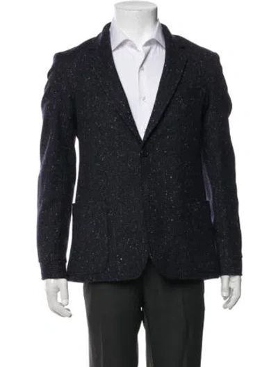 Pre-owned Oliver Spencer Wool Tweed Pattern Blazer In Blue
