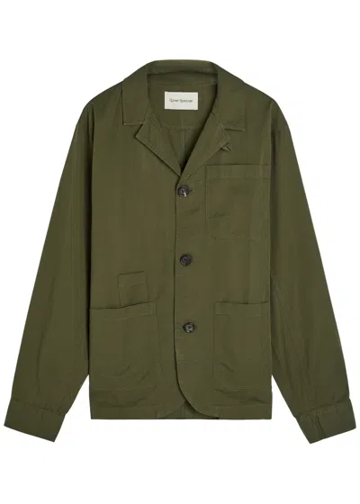 Oliver Spencer Worker Patch Pocket Cotton Shirt In Green