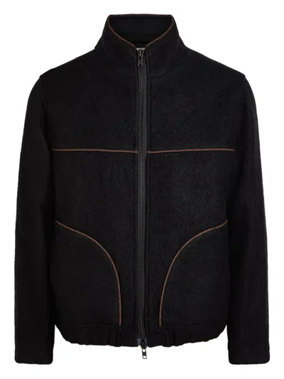 Oliver Spencer Zip-up Piped-trim Jacket In Black