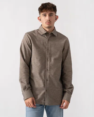 Oliver Sweeney Barnham Mens Long Sleeve Cotton Twill Shirt In Brown