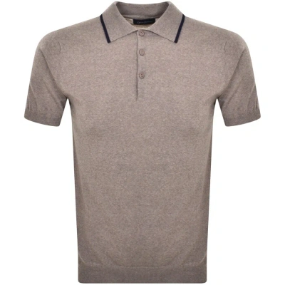 Oliver Sweeney Covehite Knit Polo T Shirt Brown