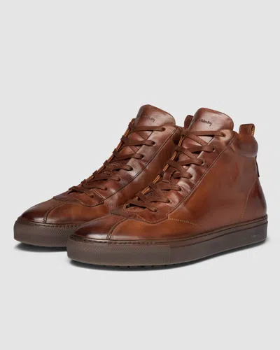 Oliver Sweeney Defeza Mens Calf Leather Retro Hi-tops In Dark Tan
