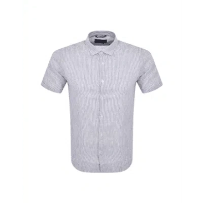 Oliver Sweeney Eakring Linen Striped Shirt Col: Blue Stripe, Size: M